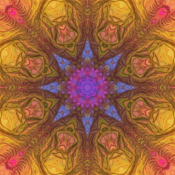 Mandala Poster featuring the digital art Rainbow Pitch Pine Mandala 03 by Beth Venner