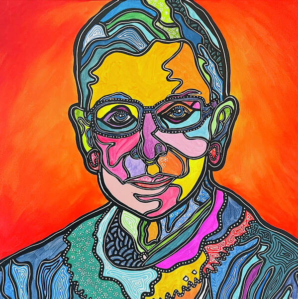 Rbg Poster featuring the painting Rbg 2 by Marconi Calindas