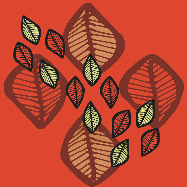 Red African Leaves Poster featuring the digital art Red African Leaves by Kandy Hurley