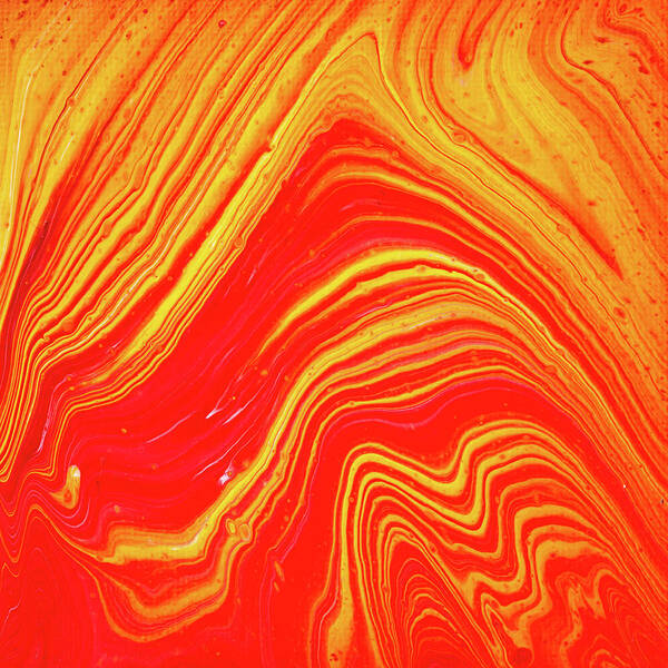 Abstract Poster featuring the painting Red and Orange Abstract Acrylic Fluid Art 01 by Matthias Hauser