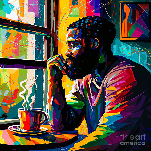 Ai Poster featuring the painting Coffee, Contemplation, and Window Musings I by Crystal Stagg