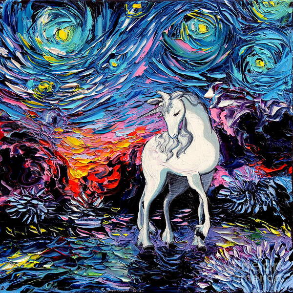 Last Unicorn Poster featuring the painting Regret by Aja Trier