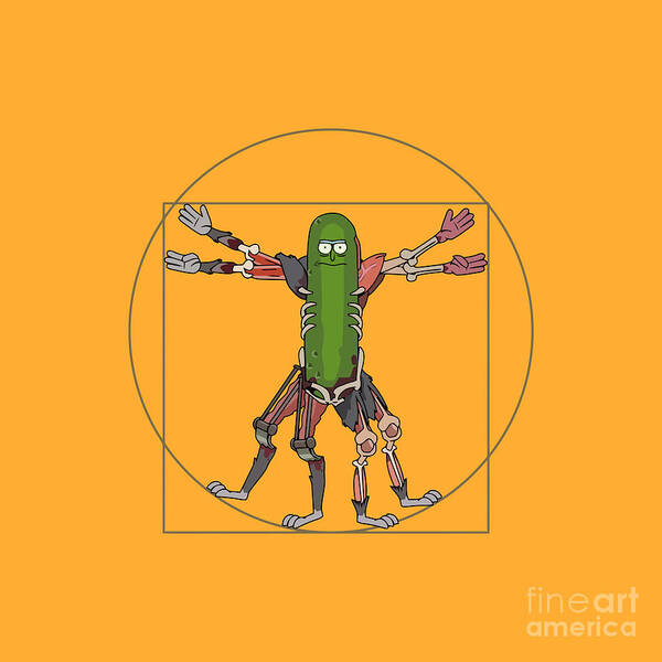Renaissance Pickle Rick Poster featuring the drawing Renaissance Pickle Rick by Vera Namaga