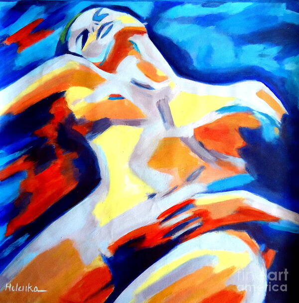 Nude Figures Poster featuring the painting Restful nude by Helena Wierzbicki