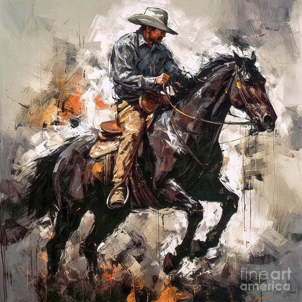 Cowboy Poster featuring the painting Ride Em Cowboy by Tina LeCour