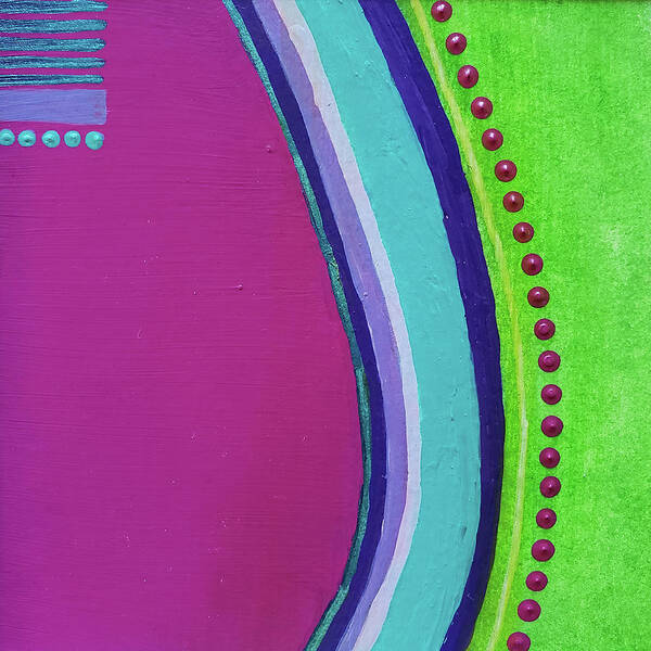 Bold Poster featuring the painting RIVERWALK Magenta Pink Lime Green Abstract Painting by Lynnie Lang