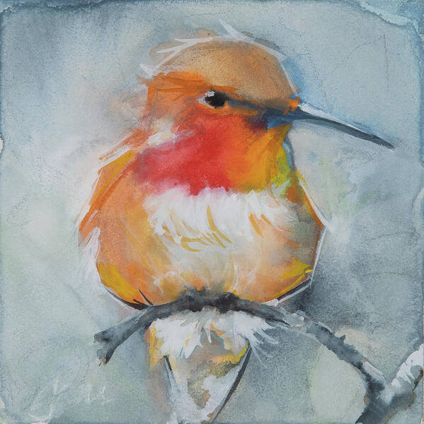 Rufus Hummingbird Poster featuring the painting Rufous Hummingbird by Jani Freimann