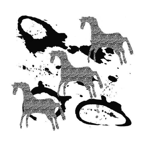 Running Horse Poster featuring the digital art Running Horses by Kandy Hurley