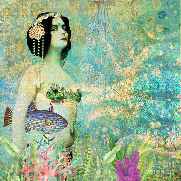 Digital Art Poster featuring the digital art Sassy Mermaid by Janice Leagra