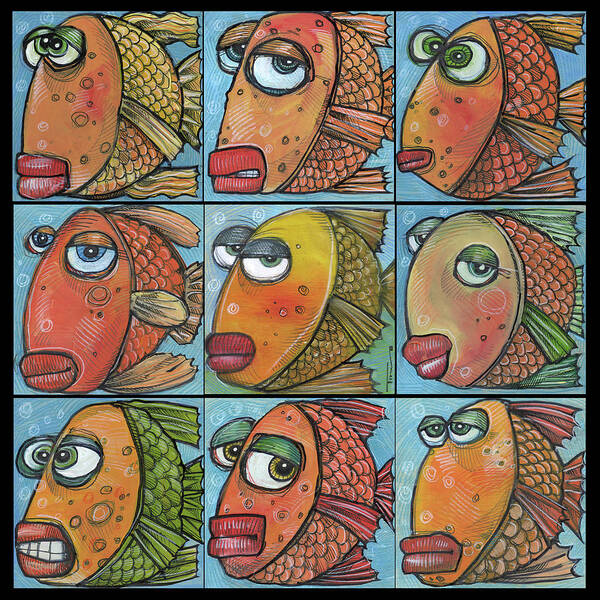 Fish Poster featuring the painting School of Nine Fish by Tim Nyberg