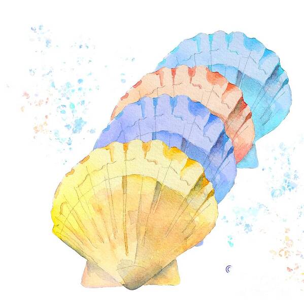 Sea Shell Poster featuring the painting Sea Shell Art in Pastels by Jo Lynch