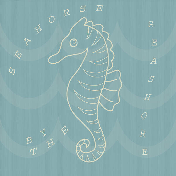 Seahorse Poster featuring the digital art Seahorse By The Seashore by Angie Tirado