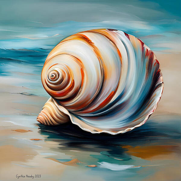 Newby Poster featuring the digital art Seashell 3 by Cindy's Creative Corner