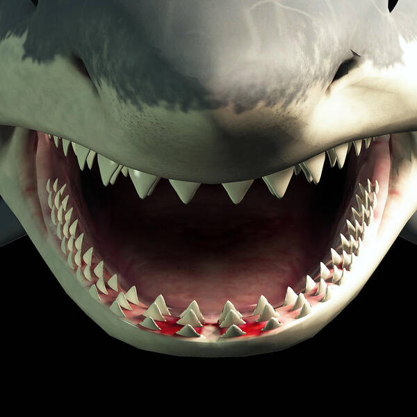 Mask Poster featuring the digital art Shark Teeth by Daniel Eskridge