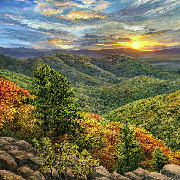 Shenandoah Poster featuring the painting Shenandoah Sunset by Steph Moraca