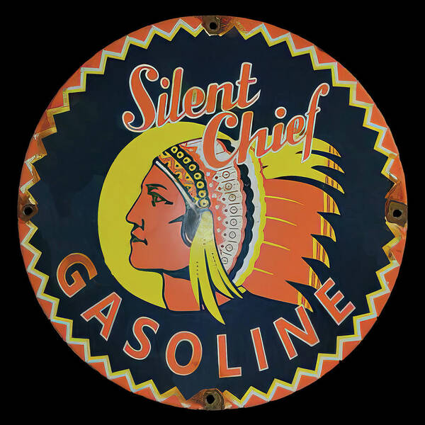 Silent Chief Poster featuring the photograph Silent Chief Gasoline vintage sign by Flees Photos
