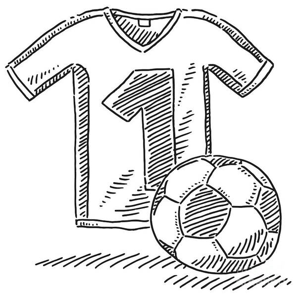 Soccer Jersey Ball Symbol Drawing Poster