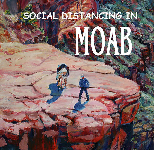 Facemask Poster featuring the painting Social Distancing in MOAB by Page Holland