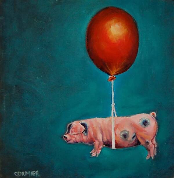 Balloon Poster featuring the painting Space Pork by Jean Cormier