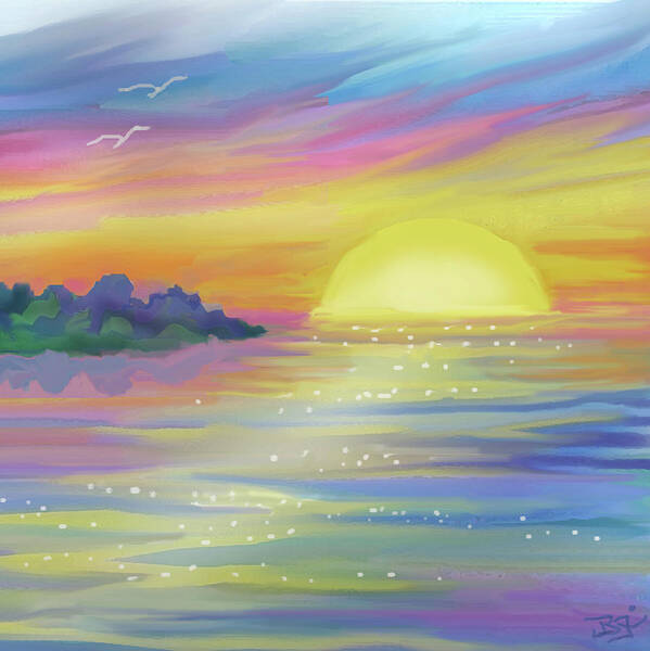Sunrise Poster featuring the painting Sparkling Sunrise by Jean Batzell Fitzgerald