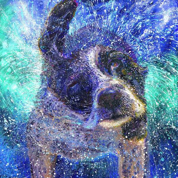 Dog Poster featuring the painting Spinning Spaniel by Iris Scott