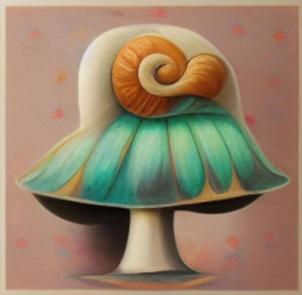 Digital Poster featuring the digital art Spiral Shroom by Vicki Noble