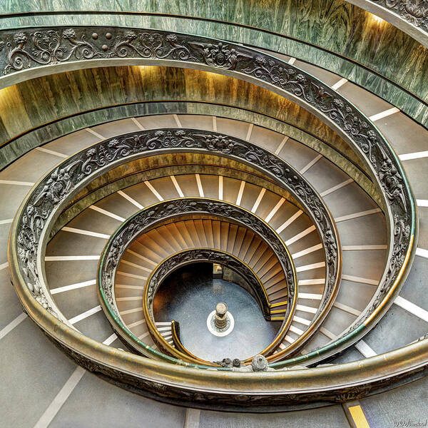 Spiral Staircase Poster featuring the photograph Spiral Staircase Revisited - Square version by Weston Westmoreland