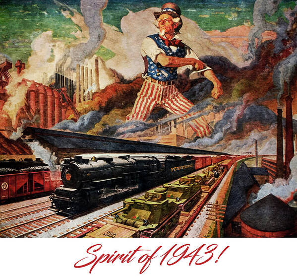Spirit Of 1943 Poster featuring the painting Spirit of 1943 - Vintage Steam Locomotive - Advertising Poster by Studio Grafiikka