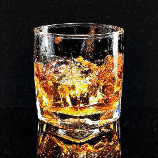 Whiskey Poster featuring the painting Splash Whiskey Scotch Bar Art Painting 2 by Tony Rubino