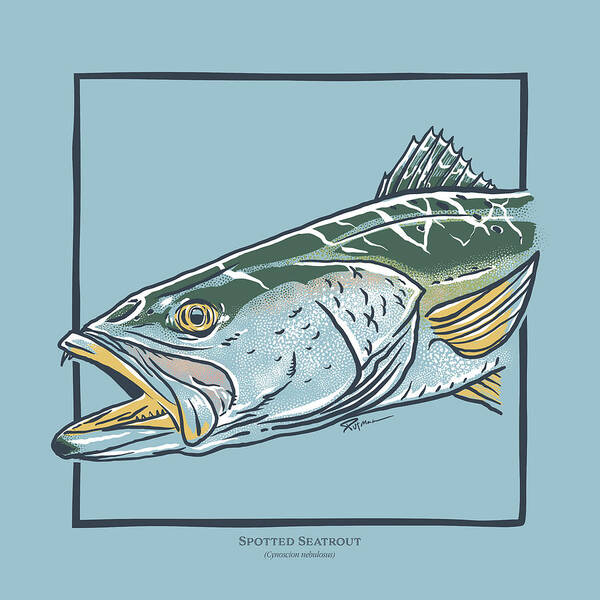 Spotted Seatrout Poster featuring the digital art Spotted Seatrout by Kevin Putman