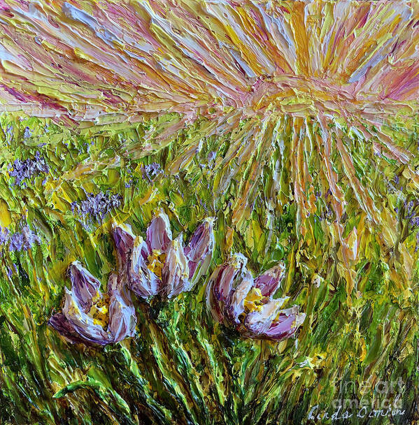 Crocus Poster featuring the painting Spring has Sprung by Linda Donlin