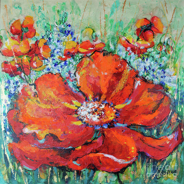  Poster featuring the painting Spring Poppies by Jyotika Shroff