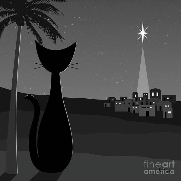 Star Poster featuring the digital art Star of Bethlehem Grayscale by Donna Mibus