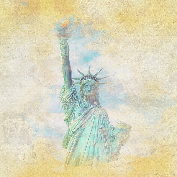 Abstract Poster featuring the mixed media Statue of Liberty in New York City by Manjik Pictures