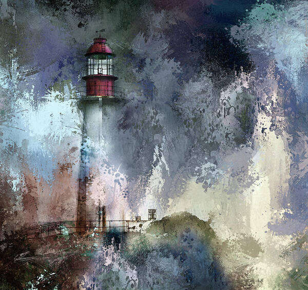 Lighthouse Poster featuring the photograph Storm At Point Atkinson Lighthouse by Theresa Tahara