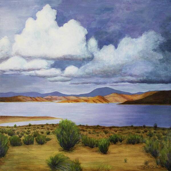 Kim Mcclinton Poster featuring the painting Storm on Lake Powell - right panel of three by Kim McClinton