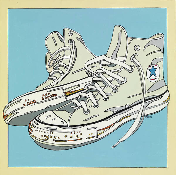 Sneakers High Tops Poster featuring the painting Summer Sneakers by Mike Stanko