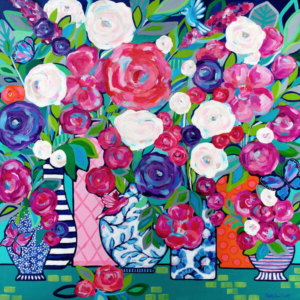 Flowers Poster featuring the painting Summer Soiree by Beth Ann Scott