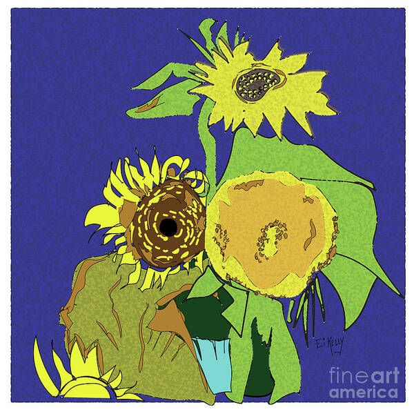 Sunflower Unicef Fundraiser Ukraine Yellow Flower Peace Poster featuring the digital art Sunflower Solidarity by Eileen Kelly