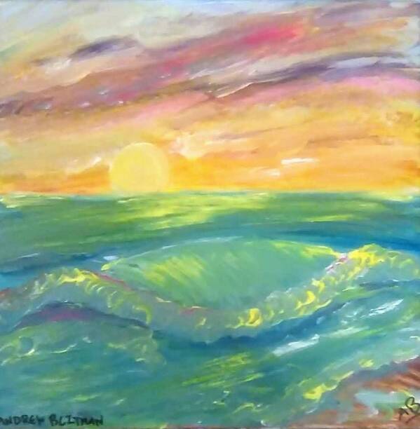 Nature Poster featuring the painting Sunrise on the Beach by Andrew Blitman