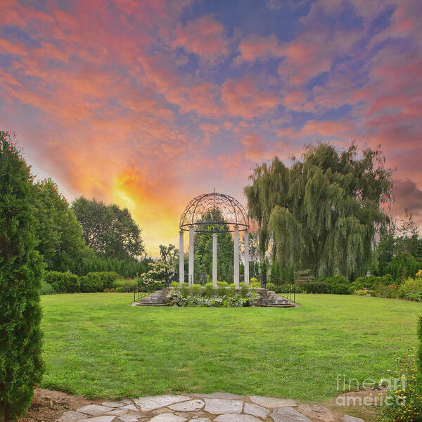August Garden Poster featuring the photograph Sunset at the Temple of Love by Marilyn Cornwell