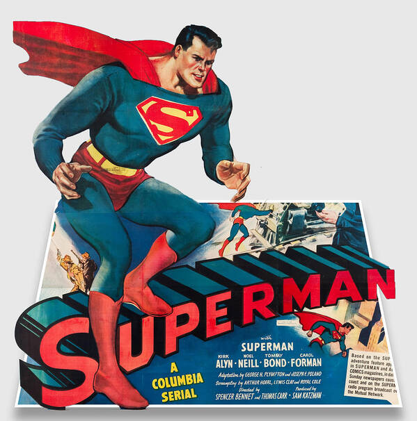 Superman Poster featuring the mixed media ''Superman'', 1948 - 3d movie poster by Movie World Posters