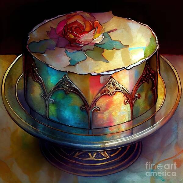 Fancy Cake Poster featuring the painting Sweetness and Light XIV by Mindy Sommers