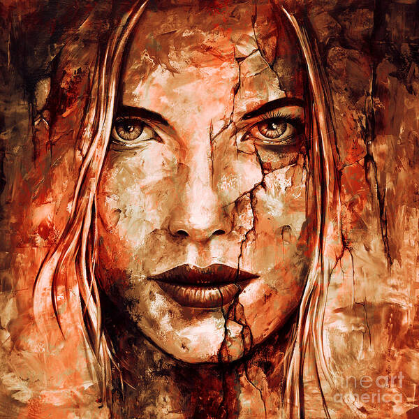 Woman Poster featuring the painting Temptation colored Rosewood by Emerico Imre Toth