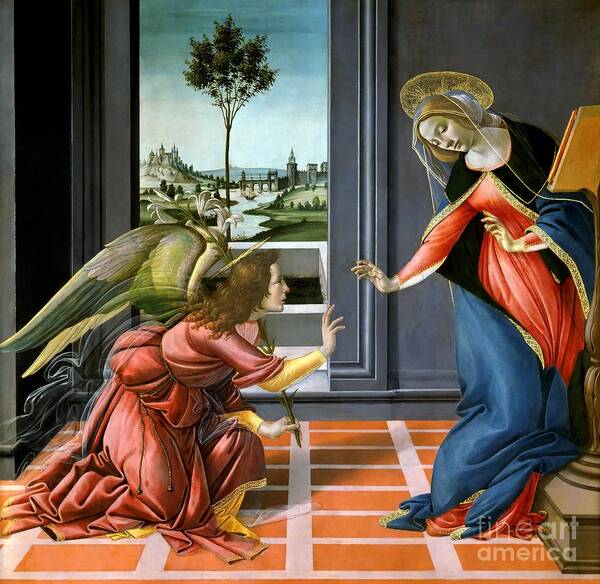 Botticelli Annunciation 1481 Poster featuring the painting The Annunciation 1489 by Sandro Botticelli