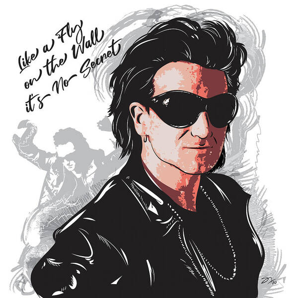 Bono Poster featuring the digital art The Fly Achtung Baby by Steve Follman