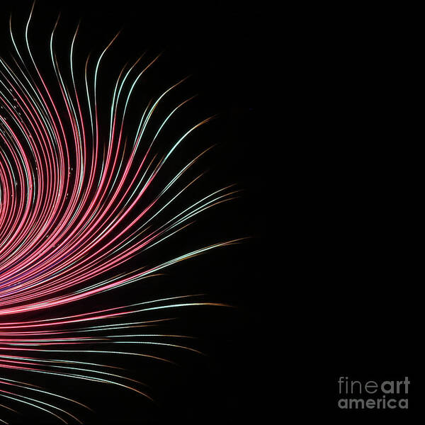 Digital Art; Fringe; Black; Red; Green; Feathery; Swirl; Light; Twist; Feather; Square; Abstract; Lifestyle; Living Room; Poster featuring the digital art The Fringe by Tina Uihlein