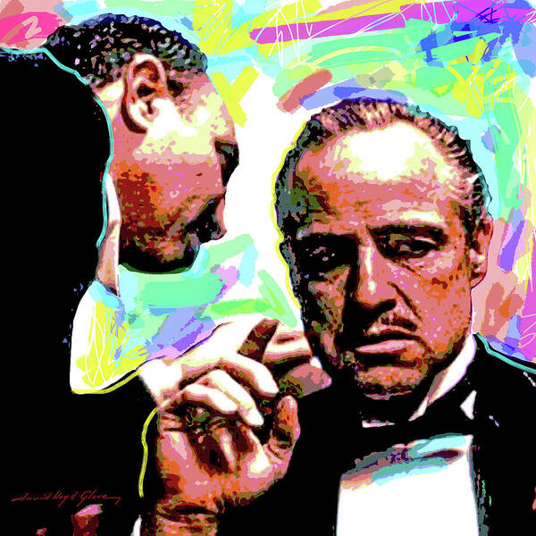 Movie Stars Poster featuring the painting The Godfather - Marlon Brando by David Lloyd Glover
