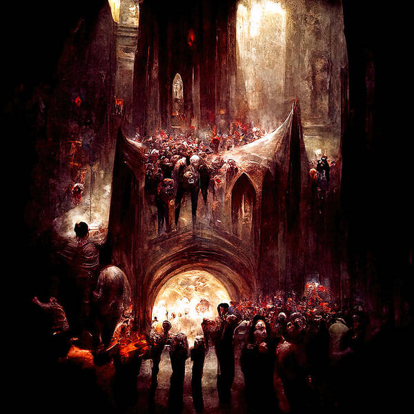 Pandemonium Poster featuring the painting The Great Pandemonium, 02 by AM FineArtPrints