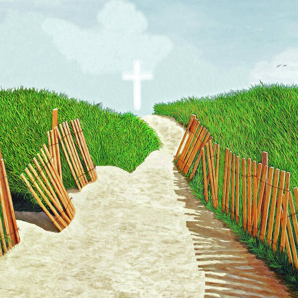 Cross Poster featuring the painting THE LIGHT OF CHRIST -view 3 of 4-decor-more by Mary Grden